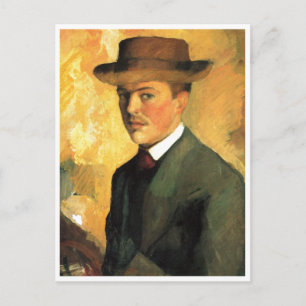 Cartão Postal August Macke - Autorretrato com óleo de chapéu de
