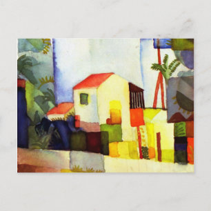 Cartão Postal August Macke Bright House - Pintura Por Aquarela