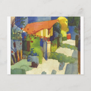 Cartão Postal August Macke - House in Garden 1914 Waterolor