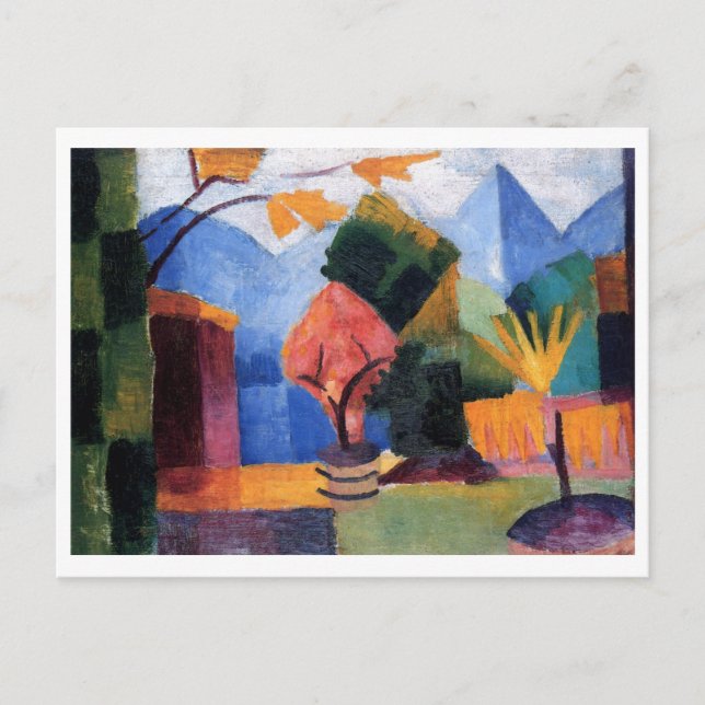 Cartão Postal August Macke - Jardim no lago Thuner 1913 (Frente)