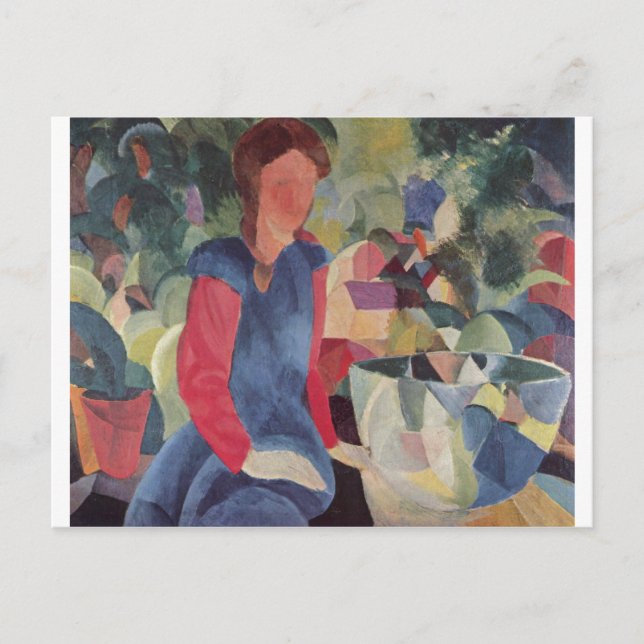 Cartão Postal August Macke  - Menina c/ Sino de Peixe 1914 Fisch (Frente)