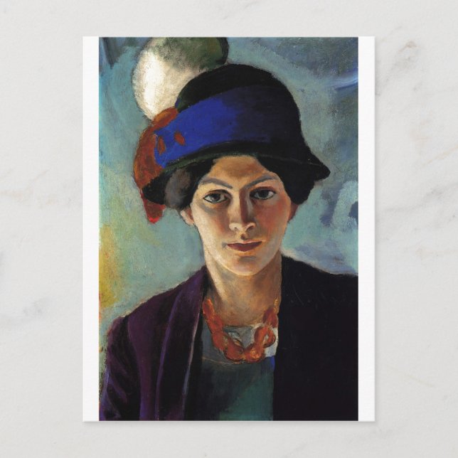 Cartão Postal August Macke - Retrait Woman of Artist & Hat 1909 (Frente)