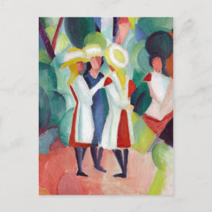 Cartão Postal August Macke Três garotas em chapéus de palha am