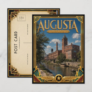 Cartão Postal Augusta Geórgia Arte Deco Vintage Era Dourada