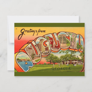 Cartão Postal Augusta Geórgia Retro 