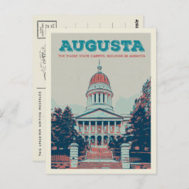 Cartão Postal Augusta Maine - ilustração em maiúsculas