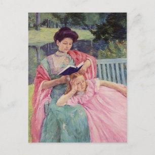 Cartão Postal Auguste Lendo para sua filha por Mary Cassatt