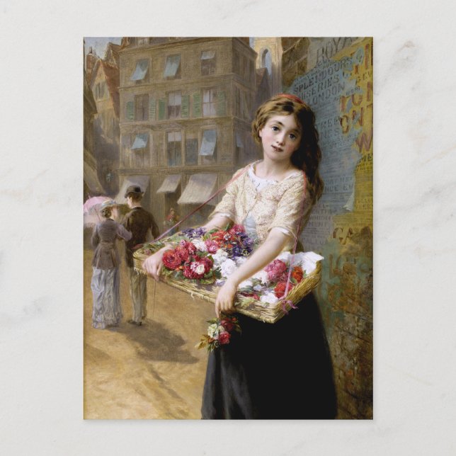 Cartão Postal Augustus Edwin Mulready: A Street Flower Seller (Frente)