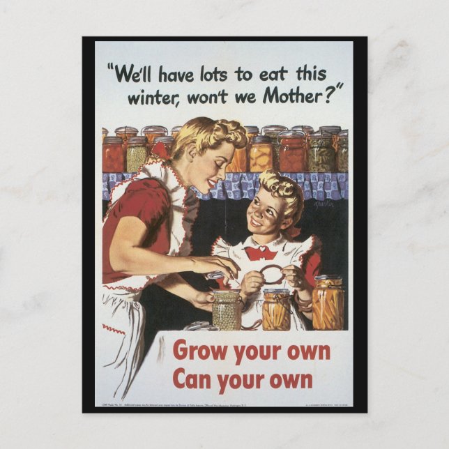 Cartão Postal Aumente sua Comida na 2ª Guerra Mundial (Frente)