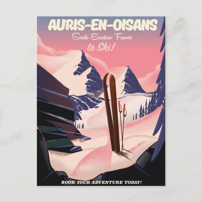 Cartão Postal AURIS-EN-OISANS França ski poster (Frente)