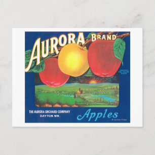 Cartão Postal Aurora Apple Label (azul) - Dayton, WA