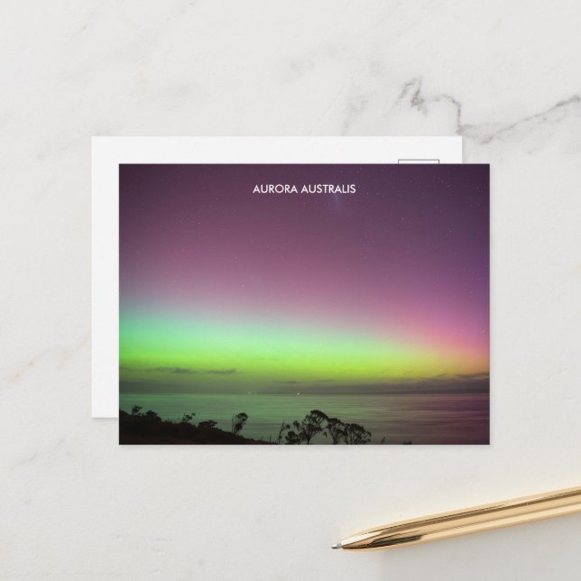 Cartão Postal Aurora Australis - Southern Lights Australia (Frente/Verso In Situ)