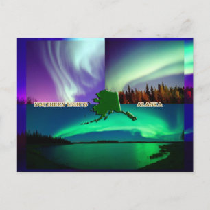 Cartão Postal Aurora Boreal do Alasca Colagem