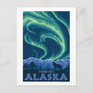 Cartão Postal Aurora Boreal - Fairbanks, Alasca