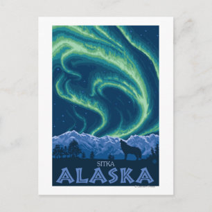 Cartão Postal Aurora Boreal - Sitka, Alasca