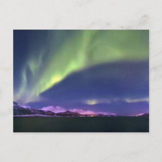Cartão Postal Aurora Borealis sobre Lyngenfjorden Noruega