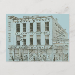 Cartão Postal Aurora Illinois Aurora Beacon News 1871 Stone Lith