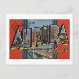 Cartão Postal Aurora, Illinois - Cenas com Letras Grandes