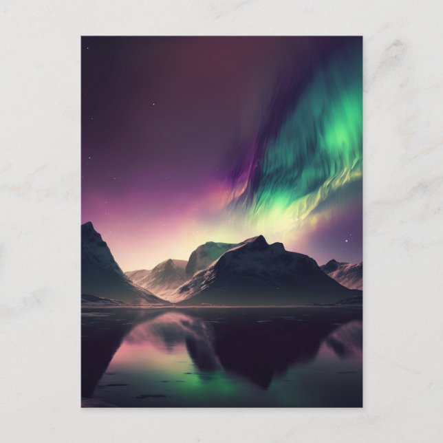 Cartão Postal Aurora Lights Night Sky (Frente)