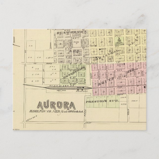 Cartão Postal Aurora, Phillips, um Hampton, Nebraska (Frente)