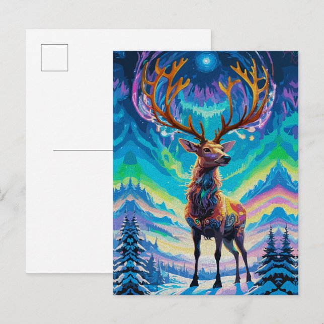 Cartão Postal Aurora Stag: Magia na Noite (Frente/Verso)