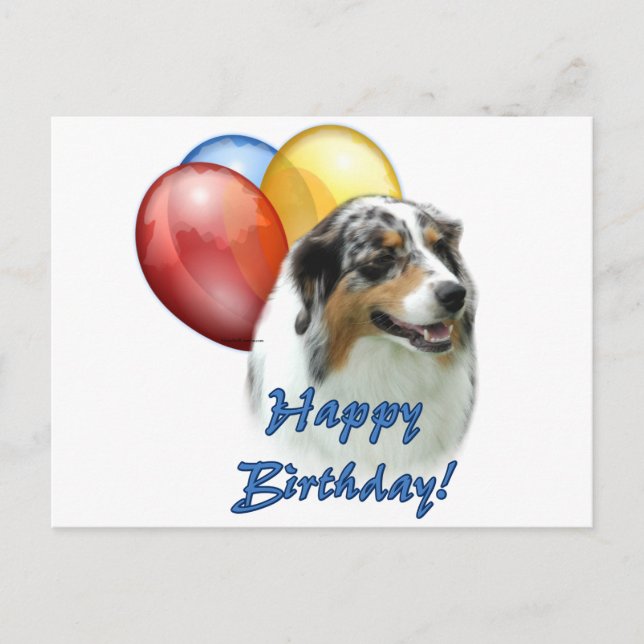 Cartão Postal Aussie Happy Birthday Balloons (Frente)