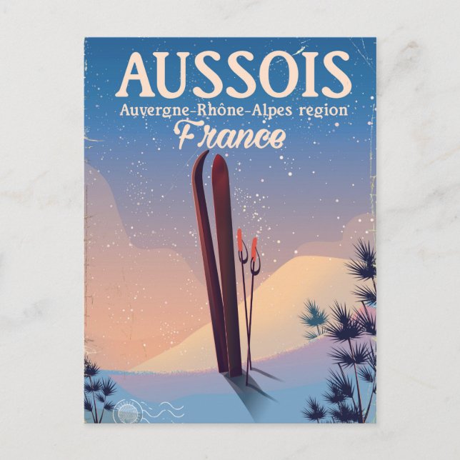 Cartão Postal Aussois Auvergne-Rhône-Alpes France poster de esqu (Frente)