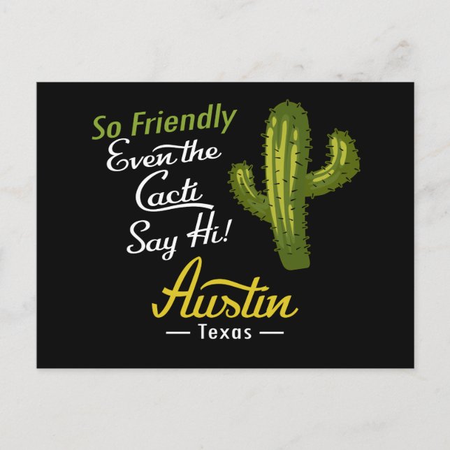 Cartão Postal Austin Cactus Funny Retro (Frente)