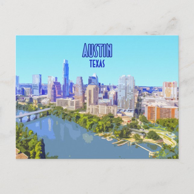 Cartão Postal Austin Centro Texas Vintage (Frente)