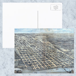 Cartão Postal Austin, Texas Antique Aerial City Map de 1873