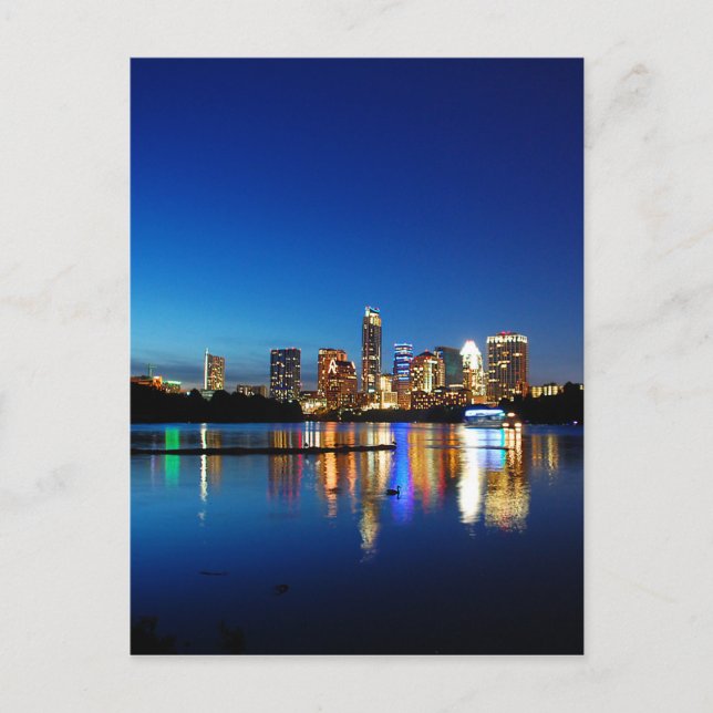Cartão Postal Austin Texas Centro Night Skyline Ladybird Lake (Frente)