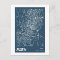 Austin Texas City Map Line Art Blue Impressão
