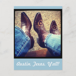 Cartão Postal Austin Texas Cowboy Cowboy Boots