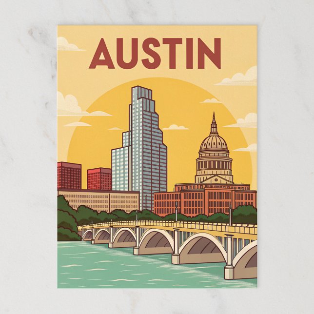 Cartão Postal Austin, Texas: Ilustração da Cidade do Capitólio (Criador carregado)