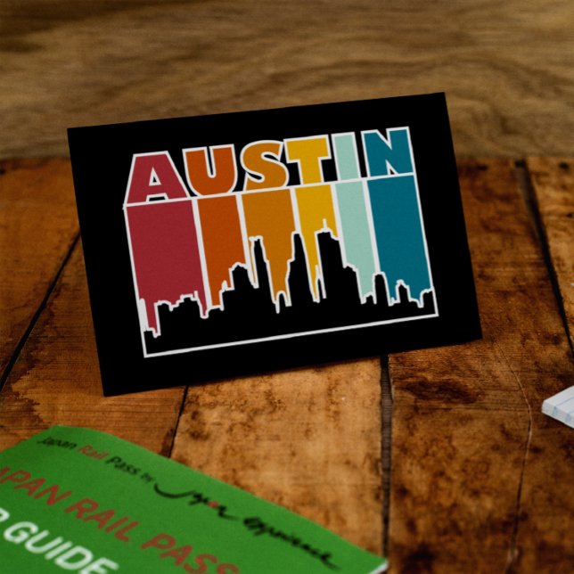 Cartão Postal Austin Texas Retro Sunset Cityscape (Austin texas Vintage Sunset Cityscape)