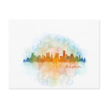 Austin Texas skyline watercolor v4