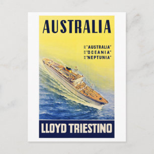 Cartão Postal Austrália Lloyd Triestino - Poster vintage Restau