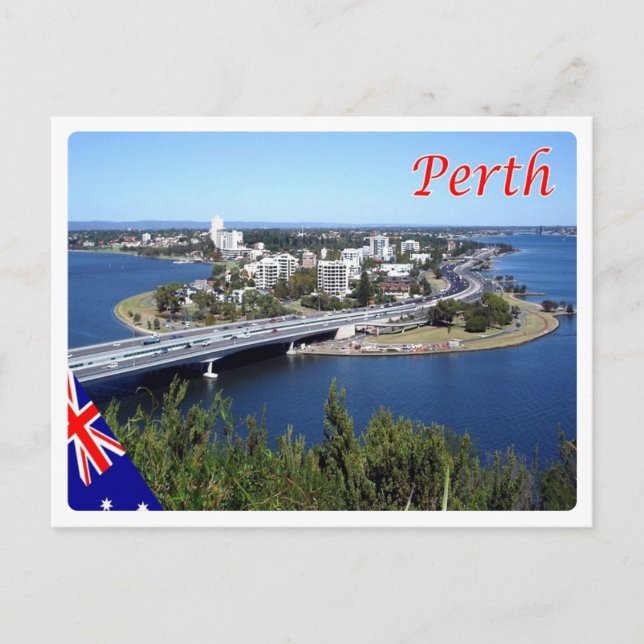 Cartão Postal Austrália - Perth - Skyline - (Frente)