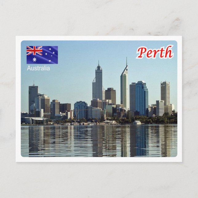 Cartão Postal Austrália - Perth - Skyline - (Frente)