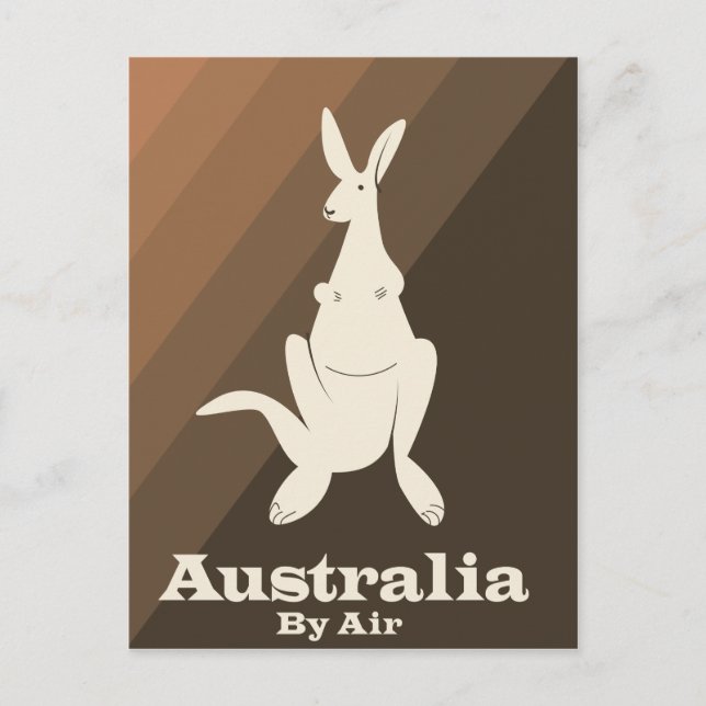 Cartão Postal Austrália Por Air Kangaroo poster de viagens. (Frente)
