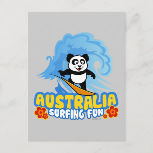 Cartão Postal Austrália surfing Panda