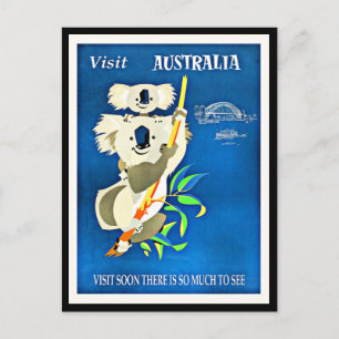 Cartão Postal Austrália - Visite a Austrália, ilustração vin