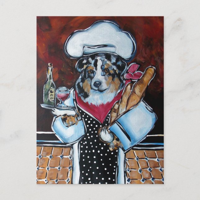 CARTÃO POSTAL AUSTRALIAN SHEPHERD CHEF (Frente)