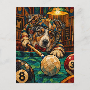 Cartão Postal Australian Shepherd, Mosaico Geométrico