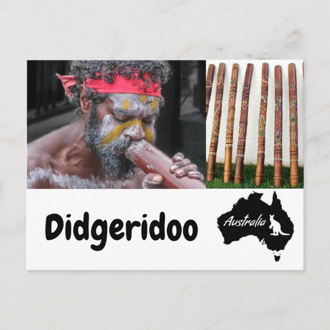 Cartão Postal Australiano Aboriginal Didgeridoo (Frente)