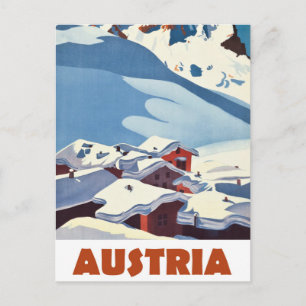 Cartão Postal Áustria, aldeia coberta de neve,