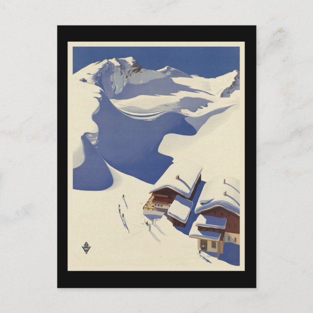 Cartão Postal Áustria Estância de esqui nos Alpes (Frente)