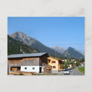 Cartão Postal Áustria, Esteira de Madeira Zillertal e montanhas
