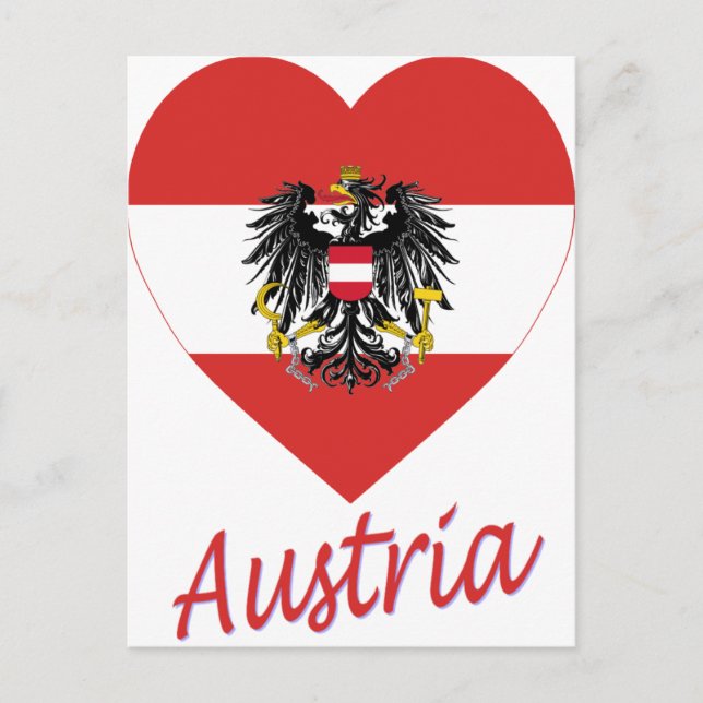 Cartão Postal Austria Flag Heart (Frente)