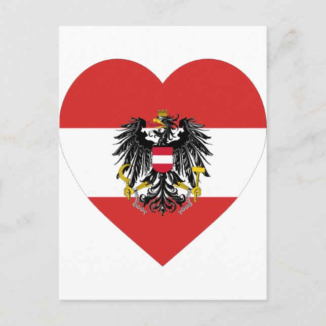 Cartão Postal Austria Flag Heart (Frente)